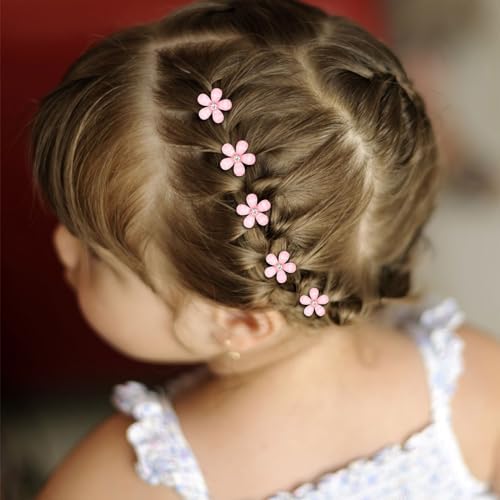YISSION Mini Pink Flower Hair Accessories - 20Pcs Rhinestone Decorative Barrettes, Pins and Clips for Girls, Women, Weddings and Bridal Occasions - Image 5