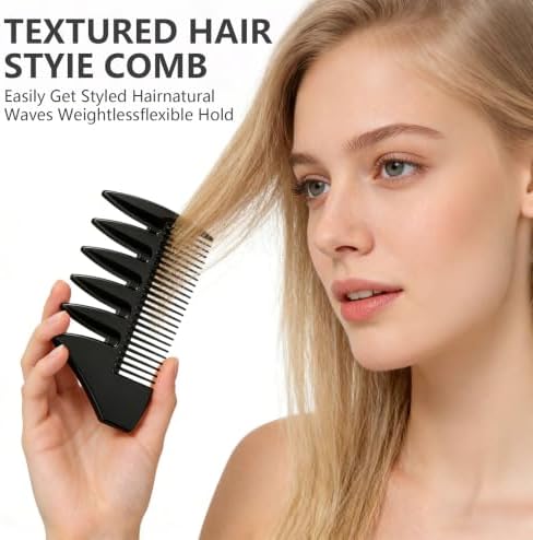 6PC Texture Comb Wide Tooth Styling Combs for Women Men - Image 3