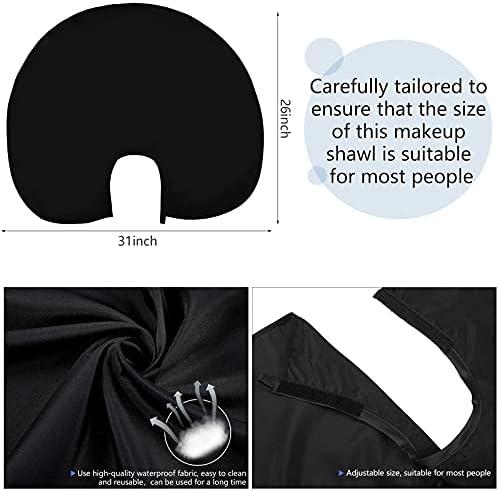 Geyoga Short Makeup Cape for Women Men Mini Haircut Cape, Black, 1 Pcs - Image 2