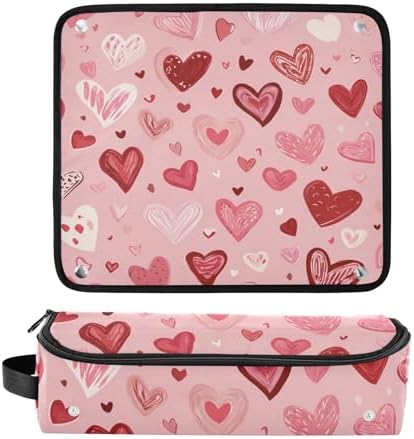 Hair Tools Travel Bag with Heat Resistant Mat 2-in-1 Hot Tools Travel Bag Organizer Flat Curling Iron Travel Case for Straightener Pink Cute Hearts - Image 3