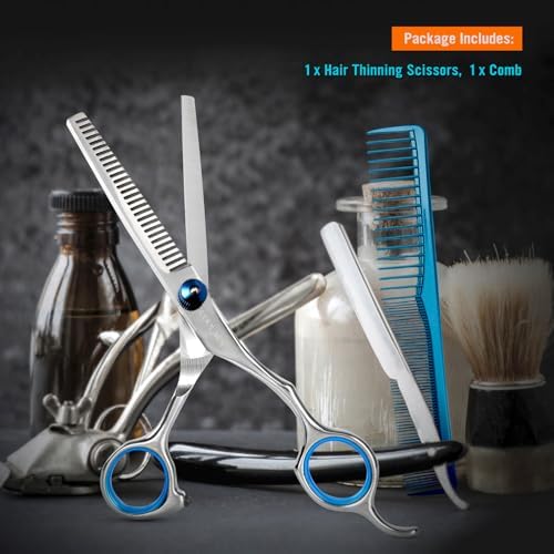 COOLALA Stainless Steel Hair Cutting Scissors Thinning Shears 6.5 Inch Professional Salon Barber Haircut Scissors Family Use for Man Woman Adults Kids - Image 6