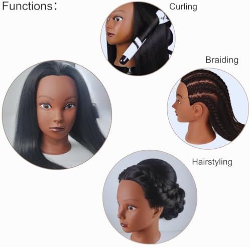 26-28 Inch Hair Mannequin Head Training Manikin Doll Head for Hairdressers Beginners Braiding Hair Salon Hairstyling Practice with 100% Yaki Synthetic Fiber - Image 4