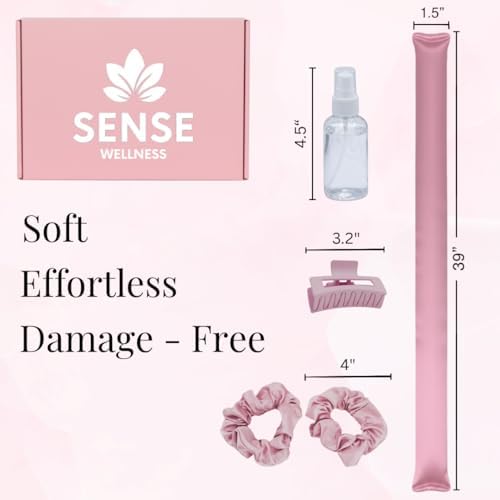 Heatless Curls Overnight Kit, 39" Satin Curling Rod – Frizz-Free No-Heat Waves for Long Hair, Comfortable to Sleep In, Includes 2 Scrunchies & Claw Clip (Lilac) - Image 5