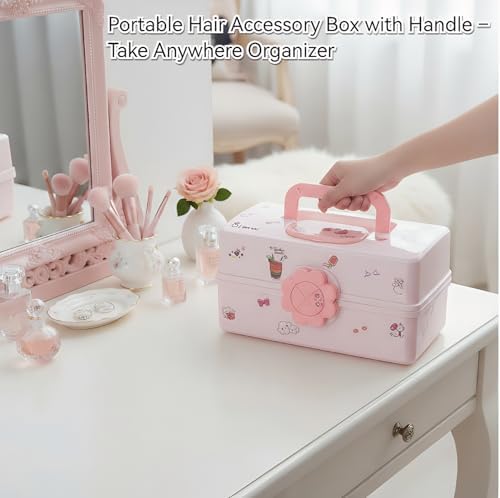 Pulseplay Hair Accessories Organizer with Handle for Girls Pink - Image 5