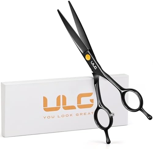 Hair Cutting Scissors, ULG Professional Hair Scissors 6.5” Right-Hand Razor Edge Barber Shears Salon Hair Cutting Shears Made of Japanese Stainless Steel, Hand Sharpened Black by ULG