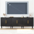 Vrullu Modern Storage Cabinet, Free Standing Buffet Cabinet, Black Sideboard and Buffet Storage, Wood Accent Furniture for Living Room, Hallway, Entryway, Dining Room (3, Black) by Vrullu