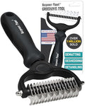 Maxpower Planet Hair Brush - Double Sided Shedding, Dematting Undercoat Rake for Dogs and Cats, Extra Wide Dog Grooming Brush, Reduce Shedding by 95%, Black by MaxpowerPlanet