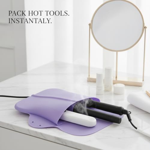 Silicone Heat Resistant Pouch for Hair Styling Tools, Travel Storage Bag for Curling Iron & Straightener, Portable Organizer Case - Image 2