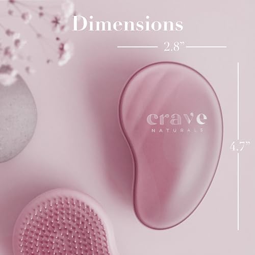 Crave Naturals Mini Detangler Hair Brush Pink – Glide Thru Hair Detangler Brush for Women, Kids & Toddlers – Gentle Scalp Care, No-Pain Tangle-Free Hairbrush for All Hair Types, Travel Hair Brush - Image 3