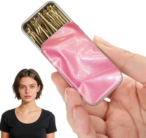 Golden bobby pins, cute box, pain-free, comfortable, all-day styling and buns. Suitable for all hair types. (Golden -03) by Unknown