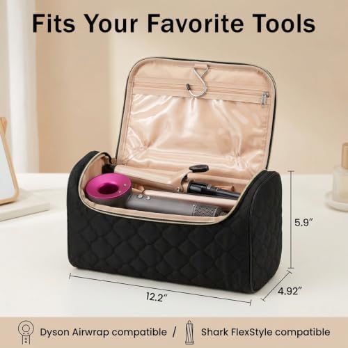 Hair Tool Travel Bag Set for Women | Heat Resistant Organizer for Curling Iron, Flat Iron & Hair Styling Tools with Silicone Heat Mat, Hanging Hook, Cord Organizer for Travel, Hotel & Home - Image 6