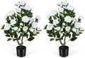 Goplus 35.5’’ Artificial Camellia Tree, Flower Plants Artificial Tree by Goplus