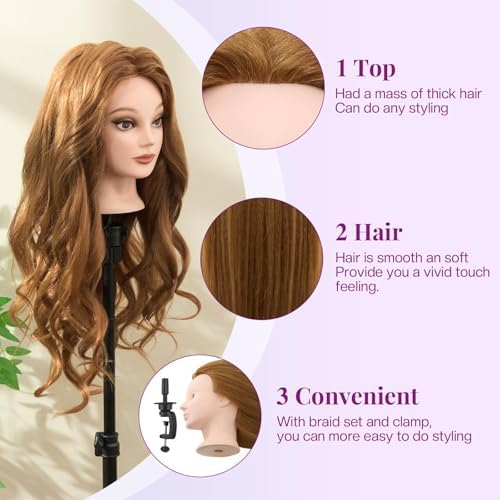 28" Mannequin Head with 80% Human Hair for Hair Styling Makeup Practice#27 - Image 4