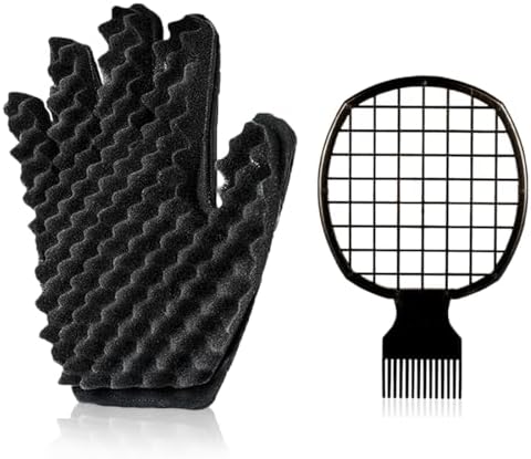 Curling Sponge Glove with Hair Twist Comb for Natural Curls - Men and Women by SUPAZE