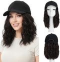 SEGO Baseball Cap with Hair Extensions for Women Heat Resistant Synthetic 8" Adjustable Long Curly Hairpiece Replacement Wigs in Black Hat for Girls 6A Dark Brown by SEGO