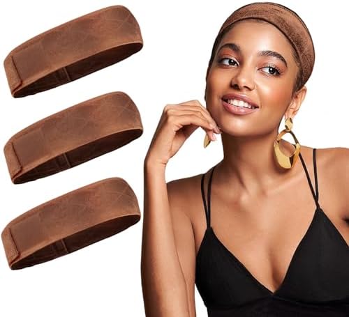 FIRSTPELLA 3 Pack Adjustable Velvet No-slip Wig Grip Headbands for Women Girls, Brown (HAIR TIE, 3 Count) by FIRSTPELLA