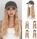 Rich Choices Hat Wigs for Women,Dark Gray Baseball Cap with Hair Extensions for Women,Caps with Wavy Curly Long Hair Attached Adjustable Baseball Cap Wig 18 Inch Highlighted Honey Blonde Hair by RichChoices