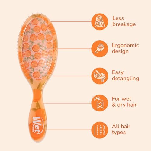 Wet Brush Original Detangler, Peach (Tutti Fruitti), Ultra-Soft IntelliFlex Bristles Glide Through Tangles, Detangling Hair Brush, All Hair Types (Wet & Dry), Women & Men, Limited Edition - Image 5