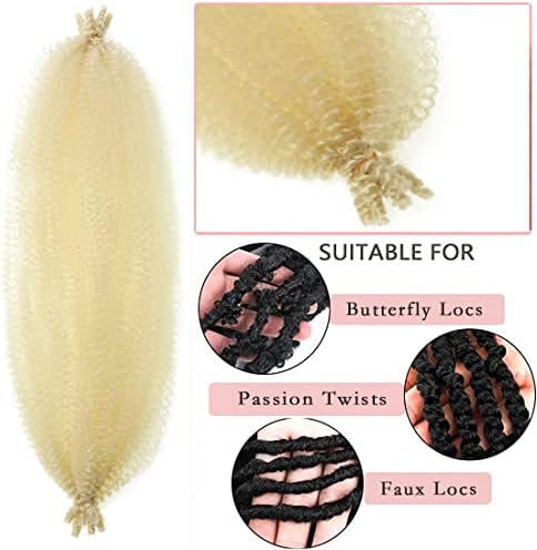 24 Inch Pre-Separated Springy Afro Twist Hair 8 Packs Black Pre-Fluffy Natural Curls are Perfect for Marley Crochet Hair Suitable for Black Women (613#, 24 Inch (Pack of 8)) - Image 4