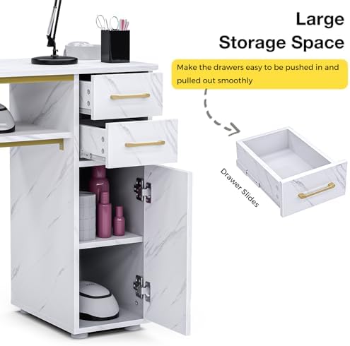 Manicure Table with Dust Collector, Nail Desk and Stool Set - Image 6