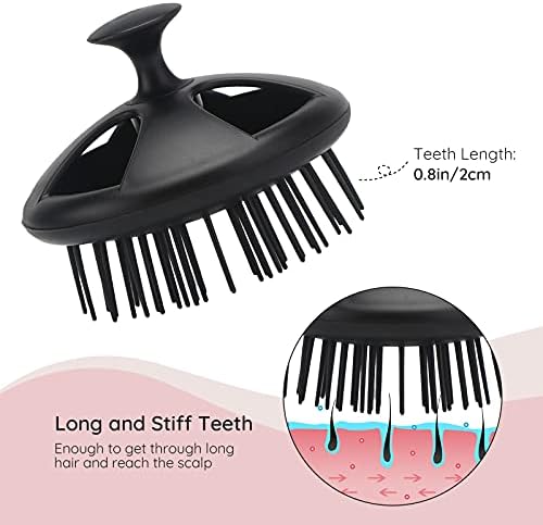 Segbeauty Shampoo Brush, 2 pcs Scalp Massage Floriated Shower Comb Long Short Teeth Set for Curly Hair, Scalp Massage Brush for Hair Growth Beard Brush Pet Grooming Wet Dry Hair Care Brushes Black - Image 5