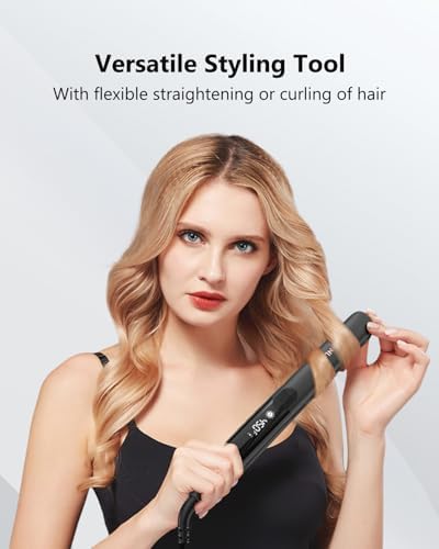 Annlary Hair Straightener 1 Inch Flat Iron and Curler 2 in 1 Titanium Ceramic Ionic Dual Voltage Straightener with Heat-Resistant Silicone, for Less Frizz, Shinier & Smoother - Image 7
