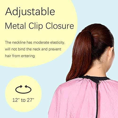 Barber Hair Cutting Cape with Adjustable Neckline 55" x 63" Pink - Image 4