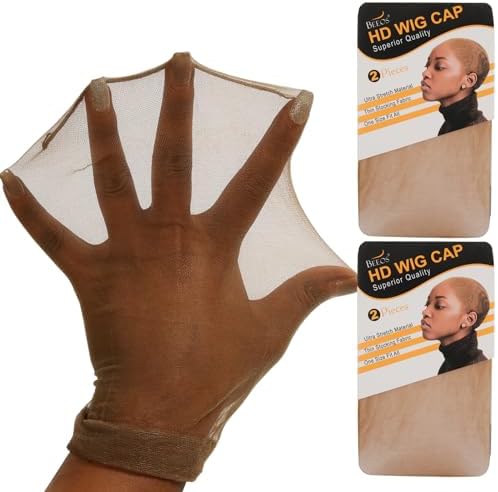 BEEOS Dark Brown Skinlike HD Wig Cap for Women, 4 Pieces Invisible Ultra-thin Stretchy Stocking Caps for Lace Front Wigs by BEEOS