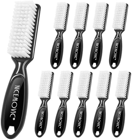 NICEMOVIC 10 Pcs Nail Brush for Cleaning Fingernails, Handle Grip Nail Scrubber Brush, Hand Fingernail Cleaner Brush Manicure Tools Scrub Cleaning Brushes, Use for Toe and Nail Cleaning (Black) by NICEMOVIC
