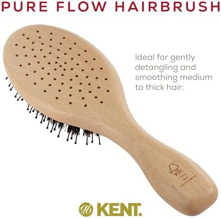 Kent LPF1 Pure Flow Oval Cushion Vented Hair Brush, FSC Certified Beech Wood Paddle Brush filled with Natural Boar Bristle and Nylon Bristle for Blowdry Detangle Volume and Curls. Made in England - Image 4