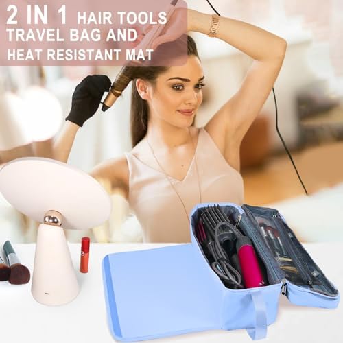 Hair Tools Travel Bag with Heat Resistant Mat Hair Styling Accessories Storage Case for Hair Dryer Flat Iron Straightener Curling Iron Haircare Accessories Travel Essentials for Women - Image 7