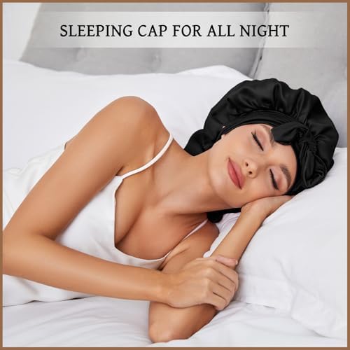 DEMAZALO Silk Long Bonnet for Braids & Curly Hair, Silk Satin Bonnet for Sleeping, Extra Large Bonnets for Women Braid - Image 3