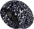 LULUSILK 100% Mulberry Silk Bonnet for Sleeping Women & Men, Black Leopard by LULUSILK