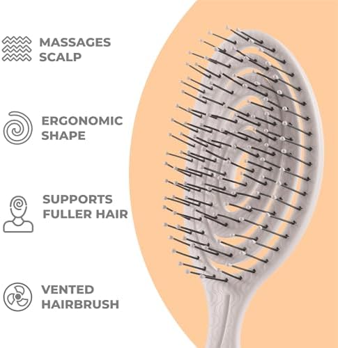 Ninabella Mini Detangler Brush - Small No Tangle Hair Brush for Purse and Travel - Hairbrush for Fine, Thick and Long Hair, Wet and Dry - Beige - Image 3