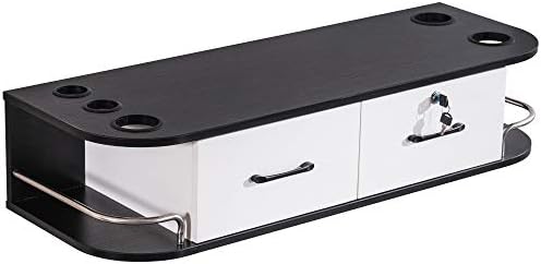 BarberPub Wall Mount Styling Station with Lockable Drawer(Black&White) by BarberPub
