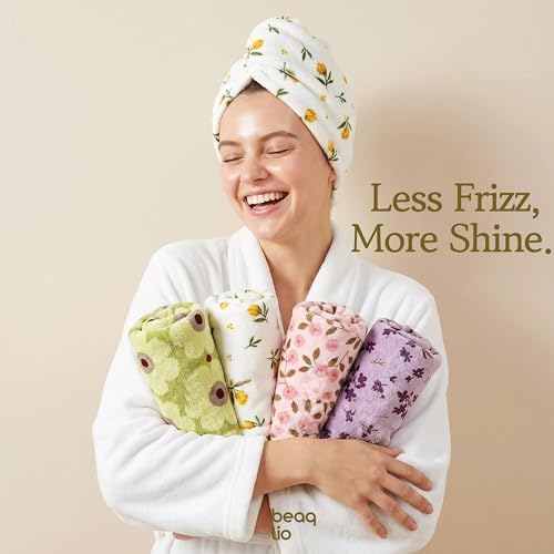 4 Pack Microfiber Hair Towel Wrap Set, Hair Towels for Women - Image 4