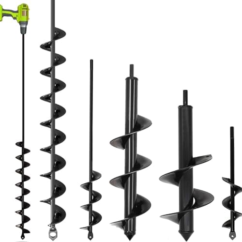 TCBWFY Garden Auger Drill Bit for Planting,Spiral Hole Drill Earth Post Umbrella Bulb Planter Auger for 3/8" Hex Drive 1.6"x9",1.6"x16.5",3.5"x16",4"x12",2"x32" by TCBWFY