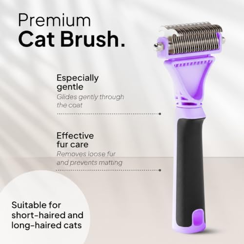 Pretty Paw Cat Brush for Indoor Cats & Long Hair with Gentle Massage, Blue - Image 4