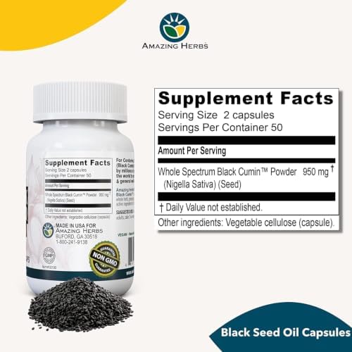 Amazing Herbs Whole Spectrum Black Seed Oil - 100 Count (2-Pack) - Image 2