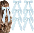 6PCS Blue Hair Bows, Large Ribbon Bow Hair Clips for Girls Women Cute Ponytail Holder Accessories for Toddlers Kids Teens by AILEAM