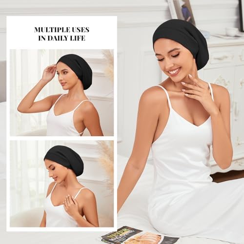 ZHENSILK Silk Bonnet for Sleeping Women, Adjustable Silky Satin Lined Sleep Cap, Silk Hair Wrap Slouch Beanie Hat - Image 6