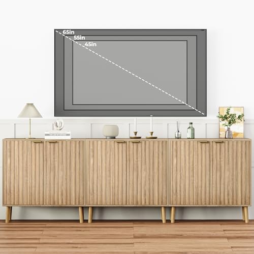 Vrullu Fluted Storage Cabinet, Free Standing Buffet, Wood Sideboard, Multifunctional Accent Storage for Living Room, Hallway, Entryway, Dining Room (3, Oak) by Vrullu
