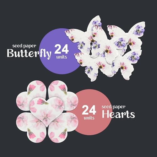 48PCS Plantable Seed Paper Hearts & Butterflies – Wildflower Embedded Paper, Unique Gifts for Mothers, Garden Lovers, Weddings, Bridal Showers, Birthdays & Special Celebrations - Image 2
