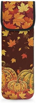 Thanksgiving Maple Leaf Pumpkin Curling Iron Holder Heat Resistant Neoprene Curling Iron Cover Bag with Pocket Curling Iron Organizers and Storage for Hair Straightener, Curling Iron, Flat Iron by Flashideas
