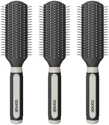 Conair Salon Results Detangling Hairbrush Set, 3-Pack Brushes for Men and Women, All Hair Types and Lengths with Nylon Bristles by conair