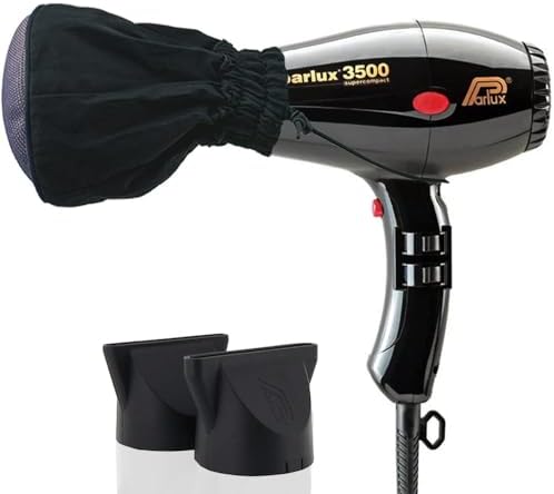 Parlux 3500 Super Compact Black Hair Dryer + M Hair Designs Metal Mesh Diffuser (Bundle) – Lightweight, High-Speed Blow Dryer for Fast Drying & Volumizing Curls by Unknown