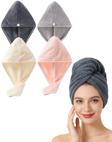 Lumimi Microfiber Hair Towel Wrap for Woman, 4 Pack 4 Colors B by Lumimi
