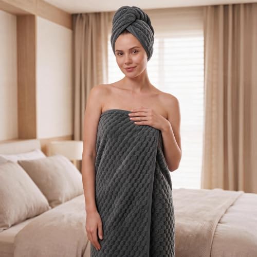 REDKISS Charcoal Gray Microfiber Bath Towels Lagre, 30“x60”, 2 Pack - Image 5