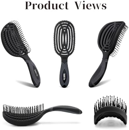 NuWay® DoubleC® Pro Professional Detangling Hair Brush – Patented Double Curve Scalp Care Brush for Gentle Detangling, Blow-Dry Styling & Wet or Dry Hair (Coal Black) - Image 6