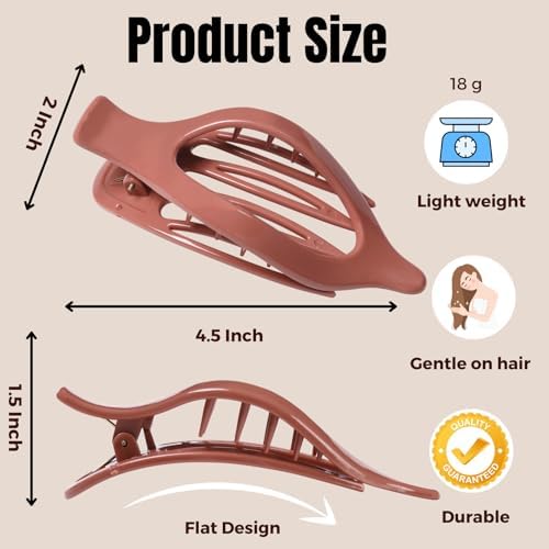 8 Pack Glossy Flat Hair Clips for Women – Large No-Slip Claw Barrettes in Mustard, Orange, Rust Red & Plum, Shiny Finish Strong Hold for Thick & Thin Hair - Image 2